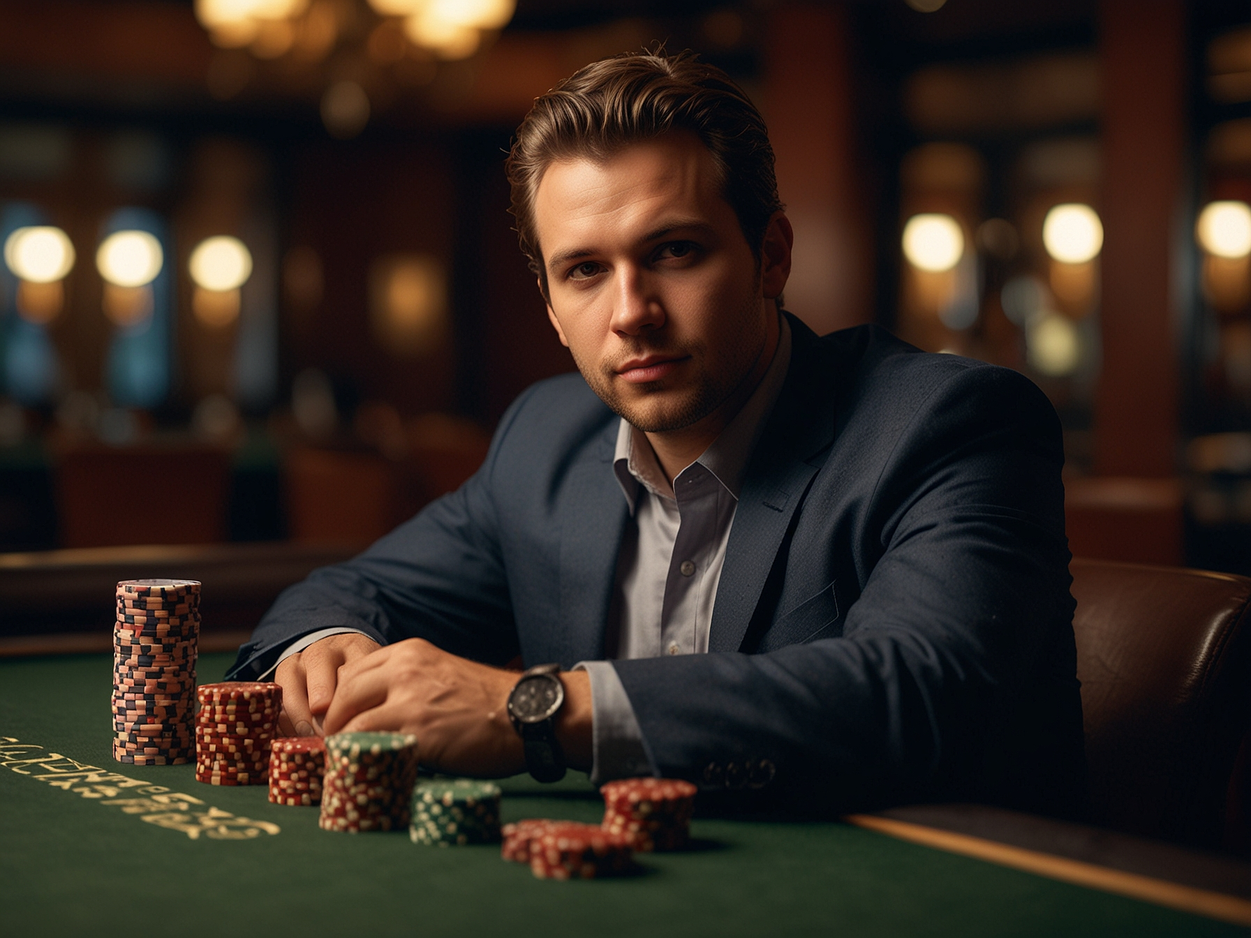 Eleganter Casino-Spieler am Tisch